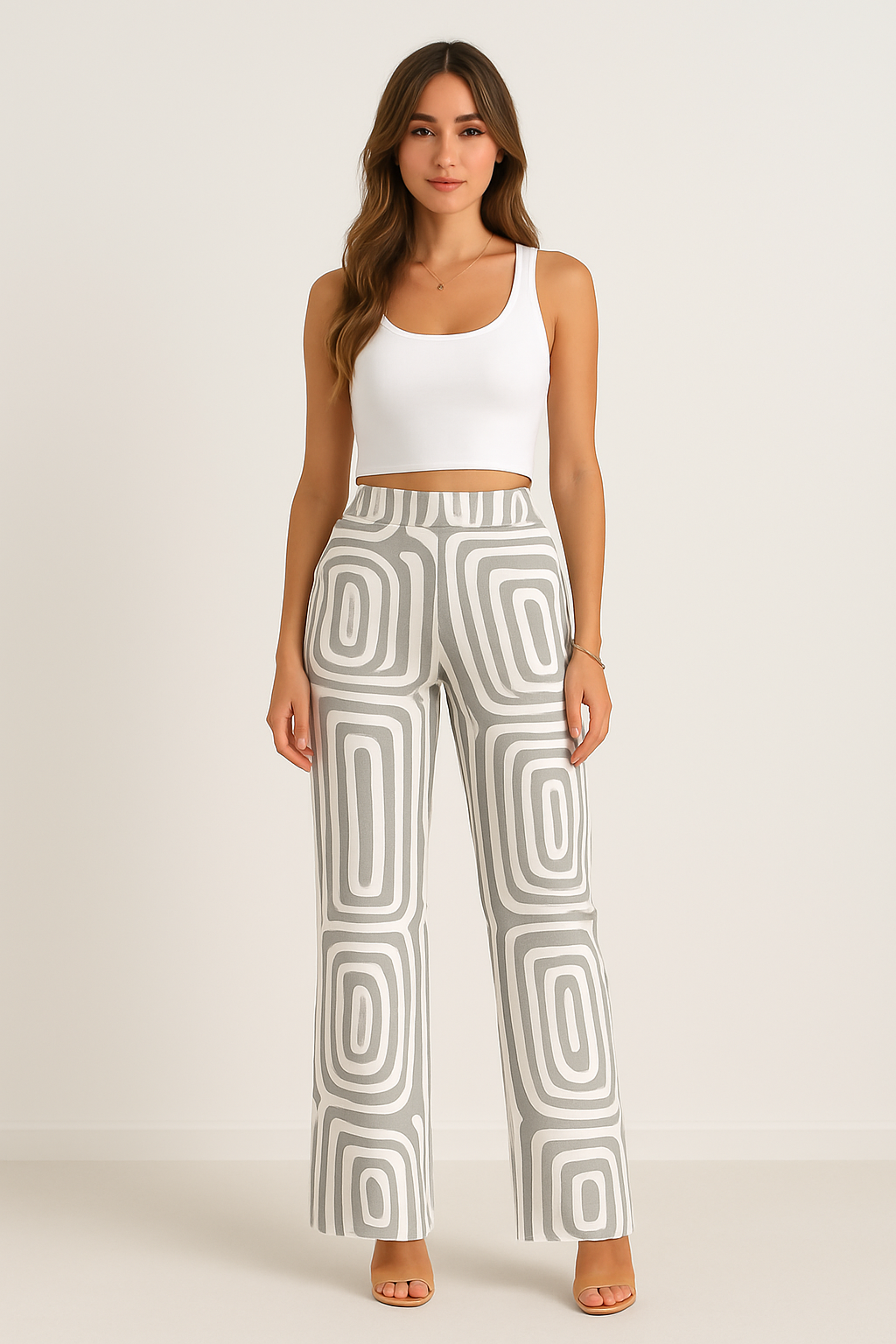 CAPRI | GEOMETRIC PRINT PANTS GRAY