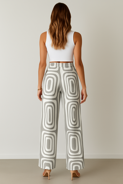 CAPRI | GEOMETRIC PRINT PANTS GRAY