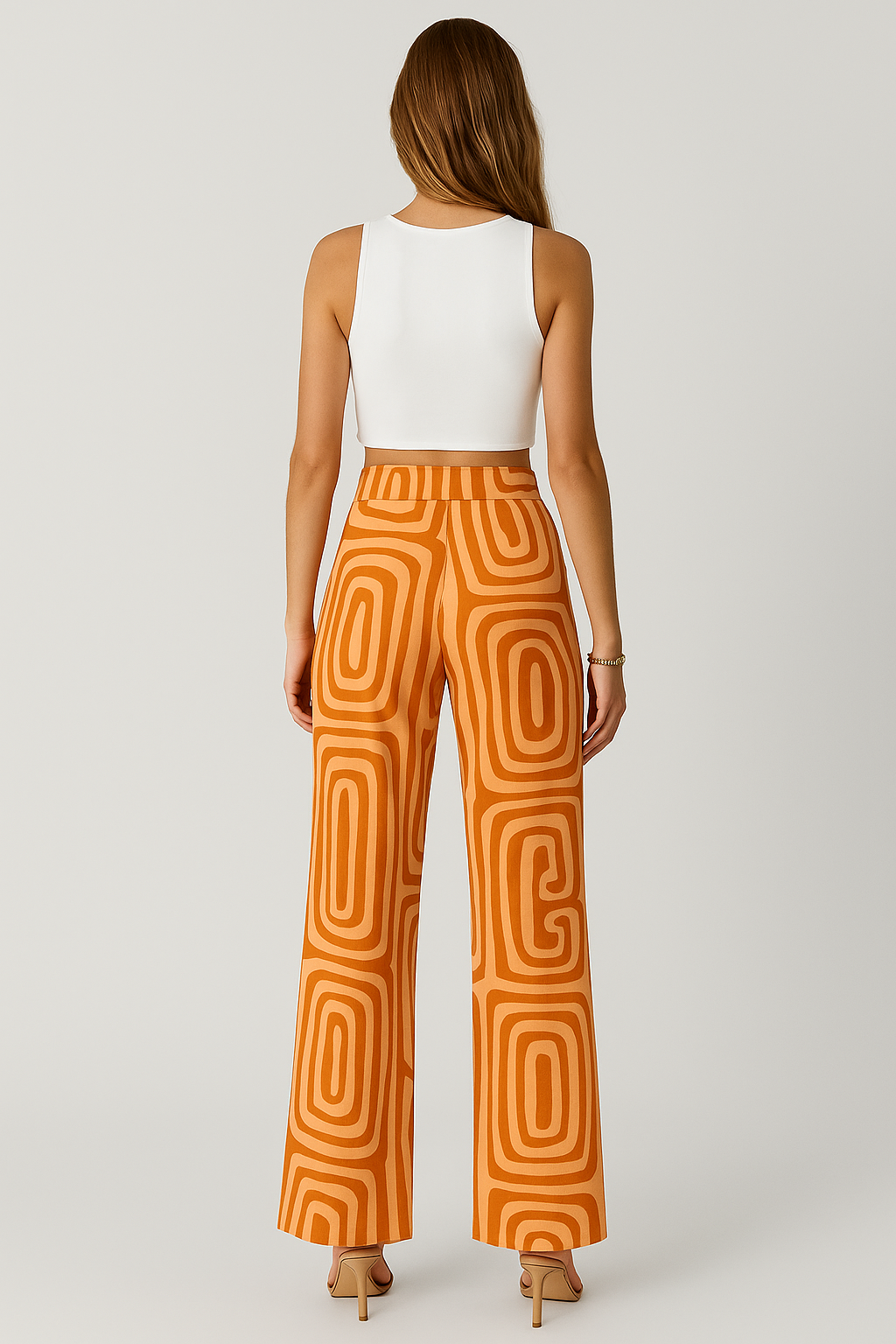CAPRI | GEOMETRIC PRINT PANTS ORANGE