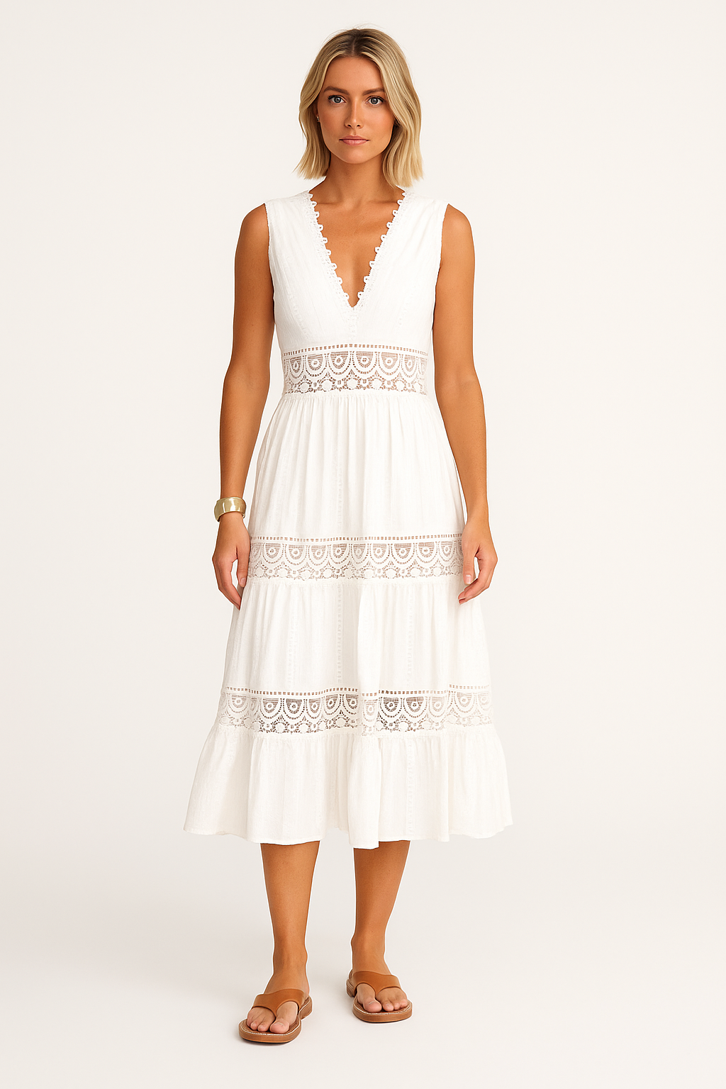 LYVIA | FEMINE EMBROIDERED FLOWY DRESS WHITE