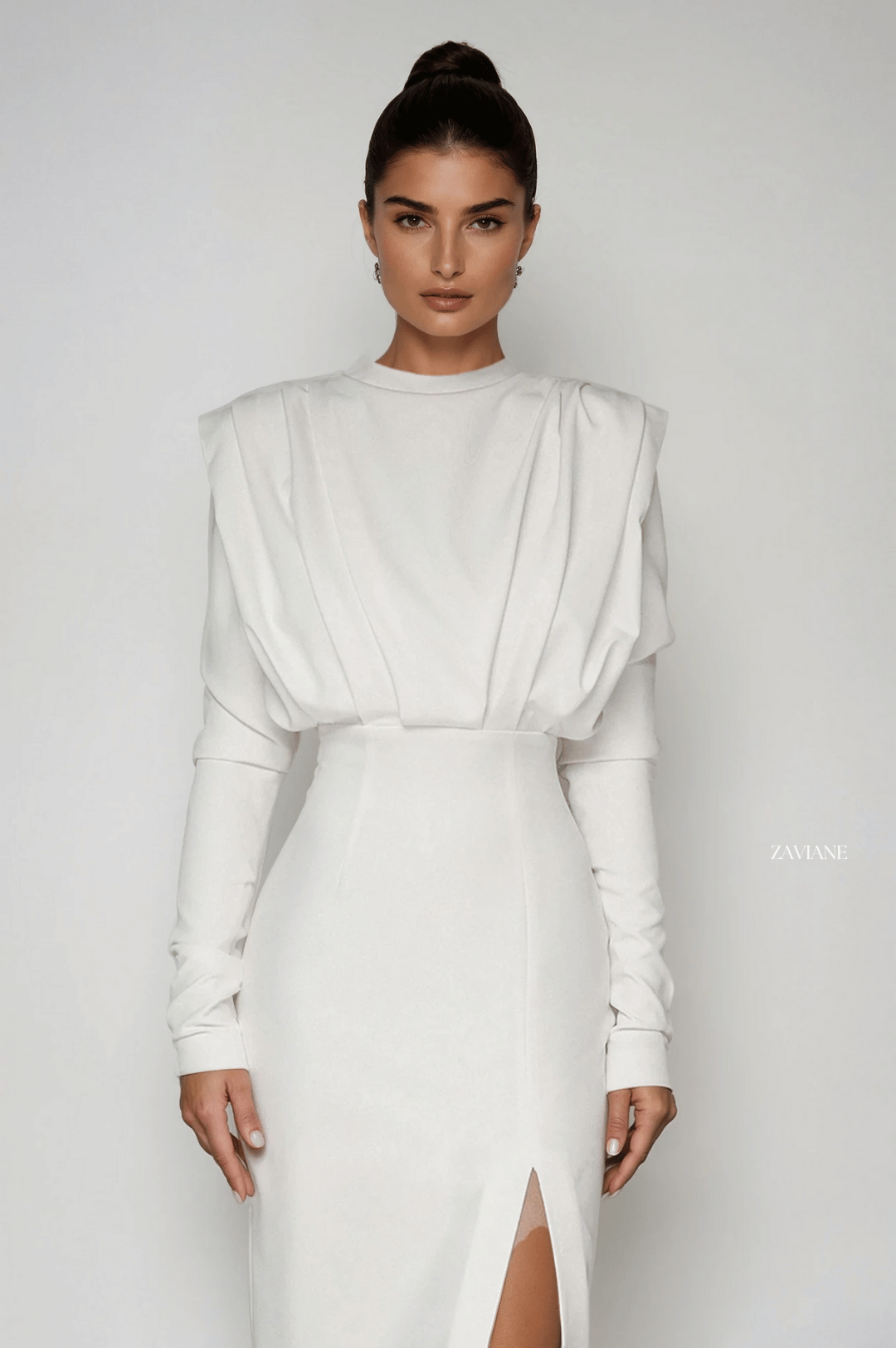 SIENNA | IVORY CREPE MIDI DRESS