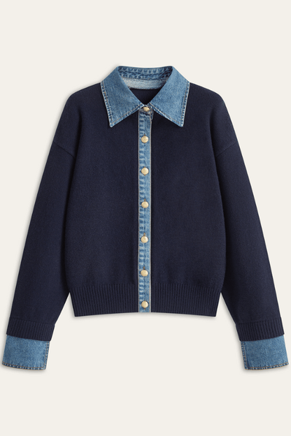 ALIX | KNIT CARDIGAN X DENIM DETAIL