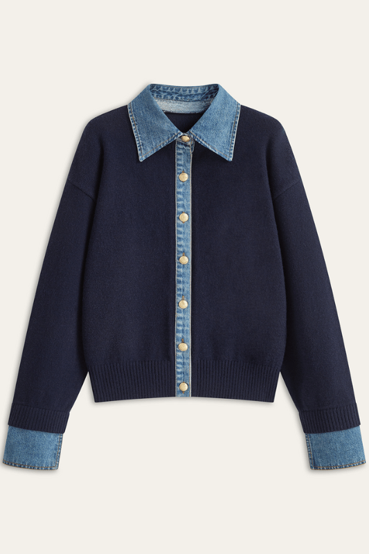 ALIX | KNIT CARDIGAN X DENIM DETAIL
