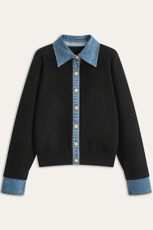 ALIX | KNIT CARDIGAN X DENIM DETAIL