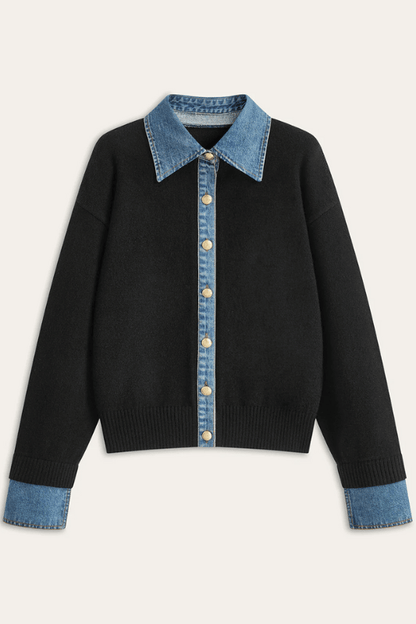 ALIX | KNIT CARDIGAN X DENIM DETAIL