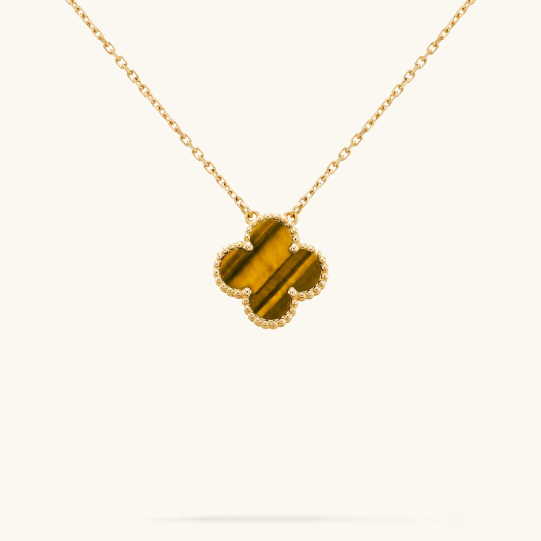STELLA TIGER EYE CLOVER NECKLACE