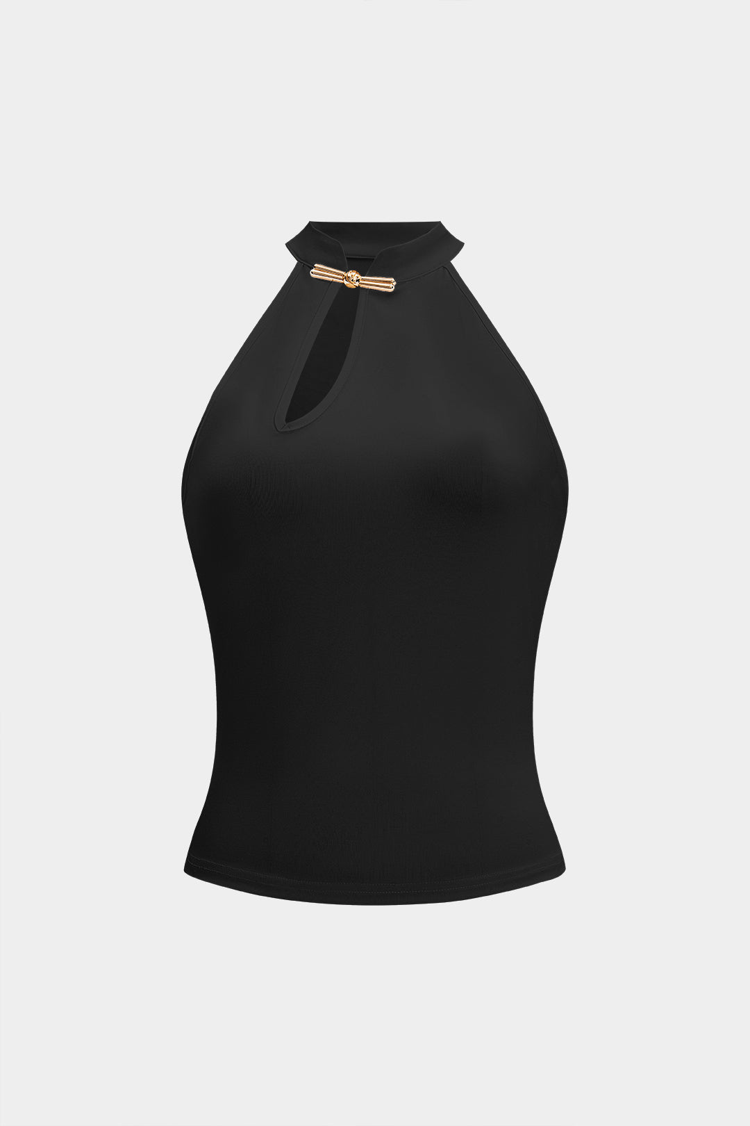 LYRA | HALTER NECK KEYHOLE TOP BLACK