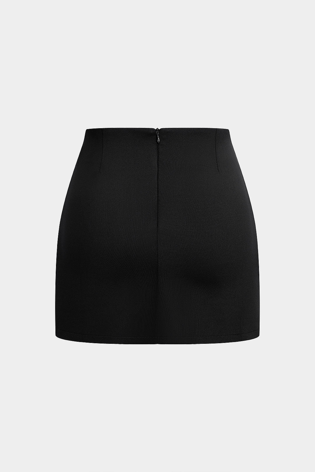 Hollow Out Ring Zipper Skirt BLACK