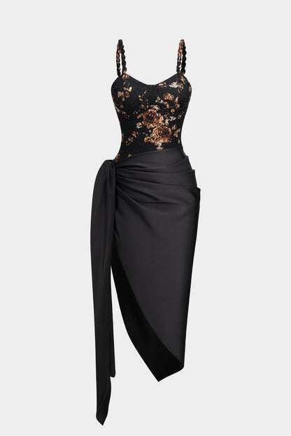 HEIDY | FLORAL BODICE DRAPE DRESS