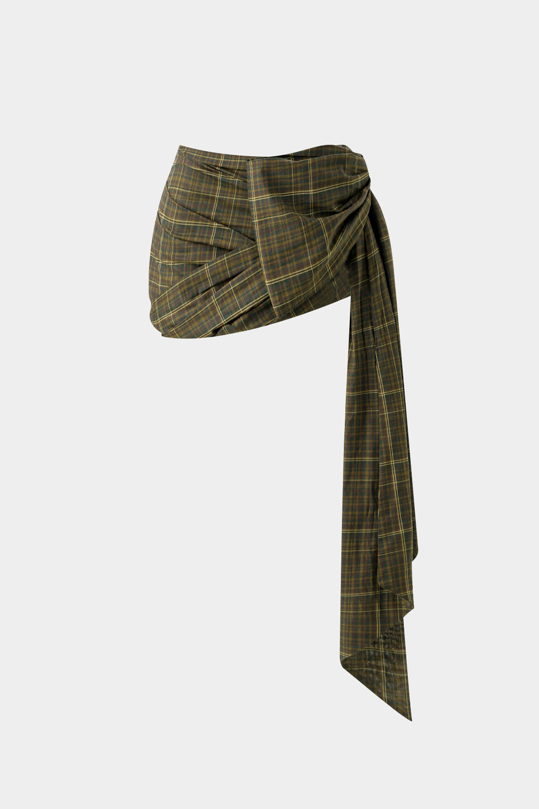 Plaid Print Asymmetrical Skirt COFFEE