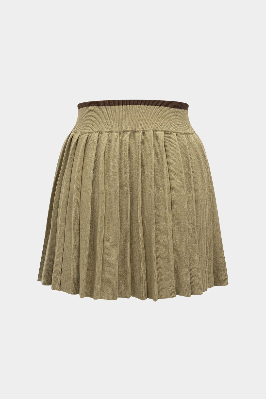 Knit Patchwork High Waist Skirt KHAKI