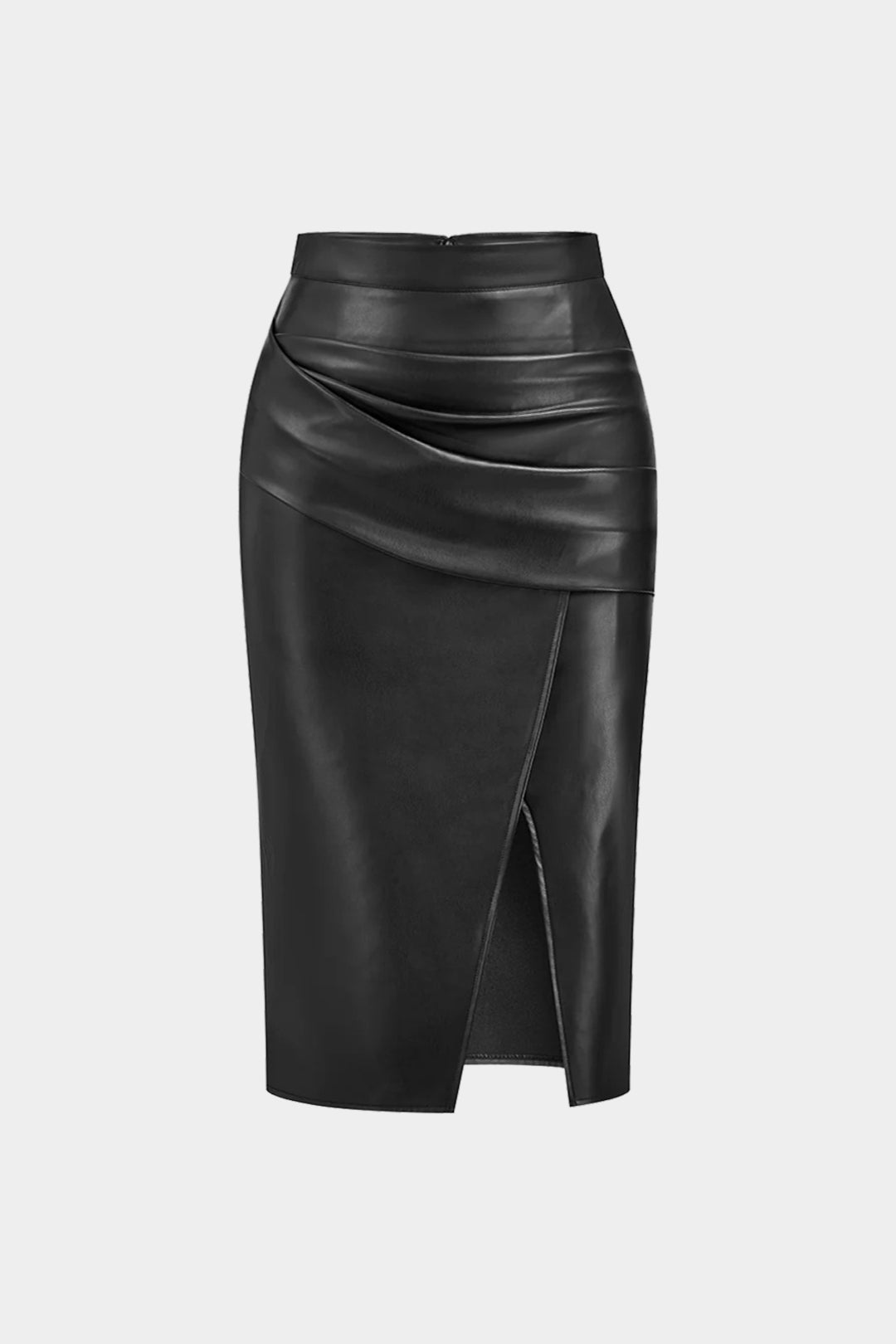 Faux Leather Ruched Skirt