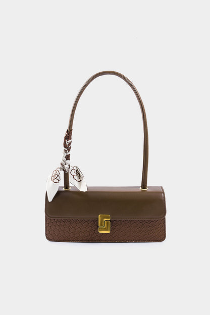 Metallic Decor Square Shoulder Bag BROWN ONE SIZE