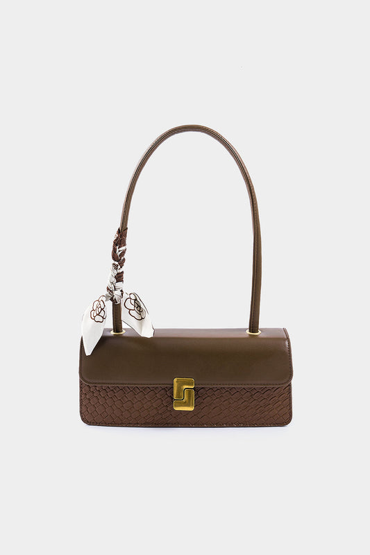 Metallic Decor Square Shoulder Bag BROWN ONE SIZE