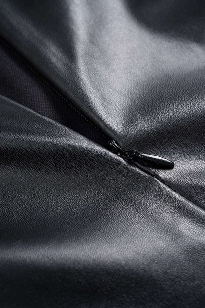 NOIRÉ | DRAPED LEATHER MINI SKIRT