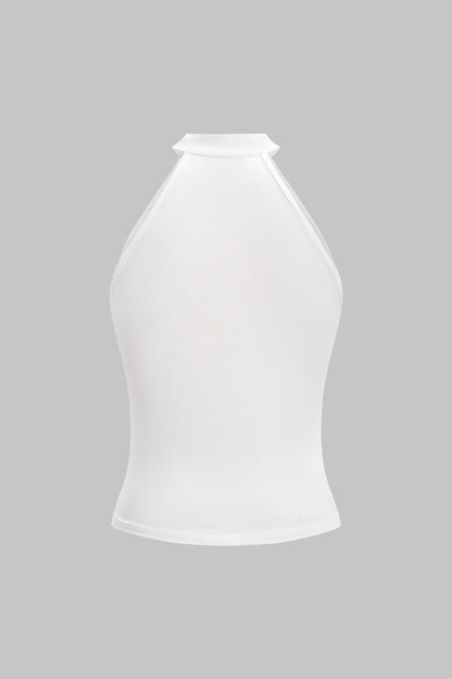 LYRA | HALTER NECK KEYHOLE TOP WHITE