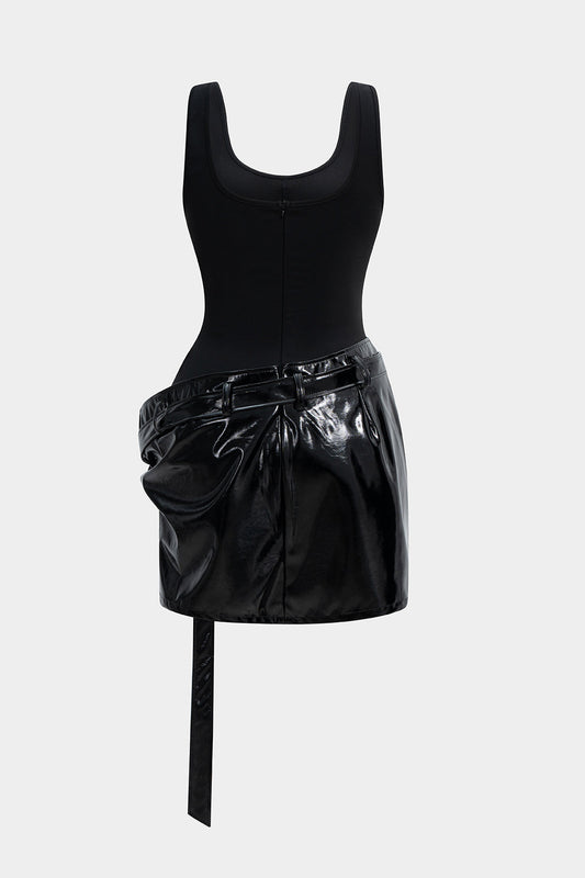 RAVEN | BELTED CONTRAST MINI DRESS