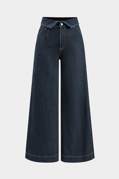 Denim Wide Leg Low Waist Jeans BLACK