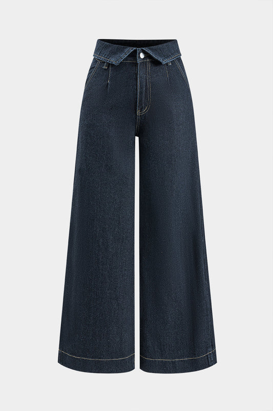 Denim Wide Leg Low Waist Jeans BLACK