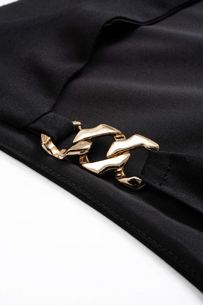 CELESTIA | CUT OUT CHAIN DETAIL MINI DRESS BLACK