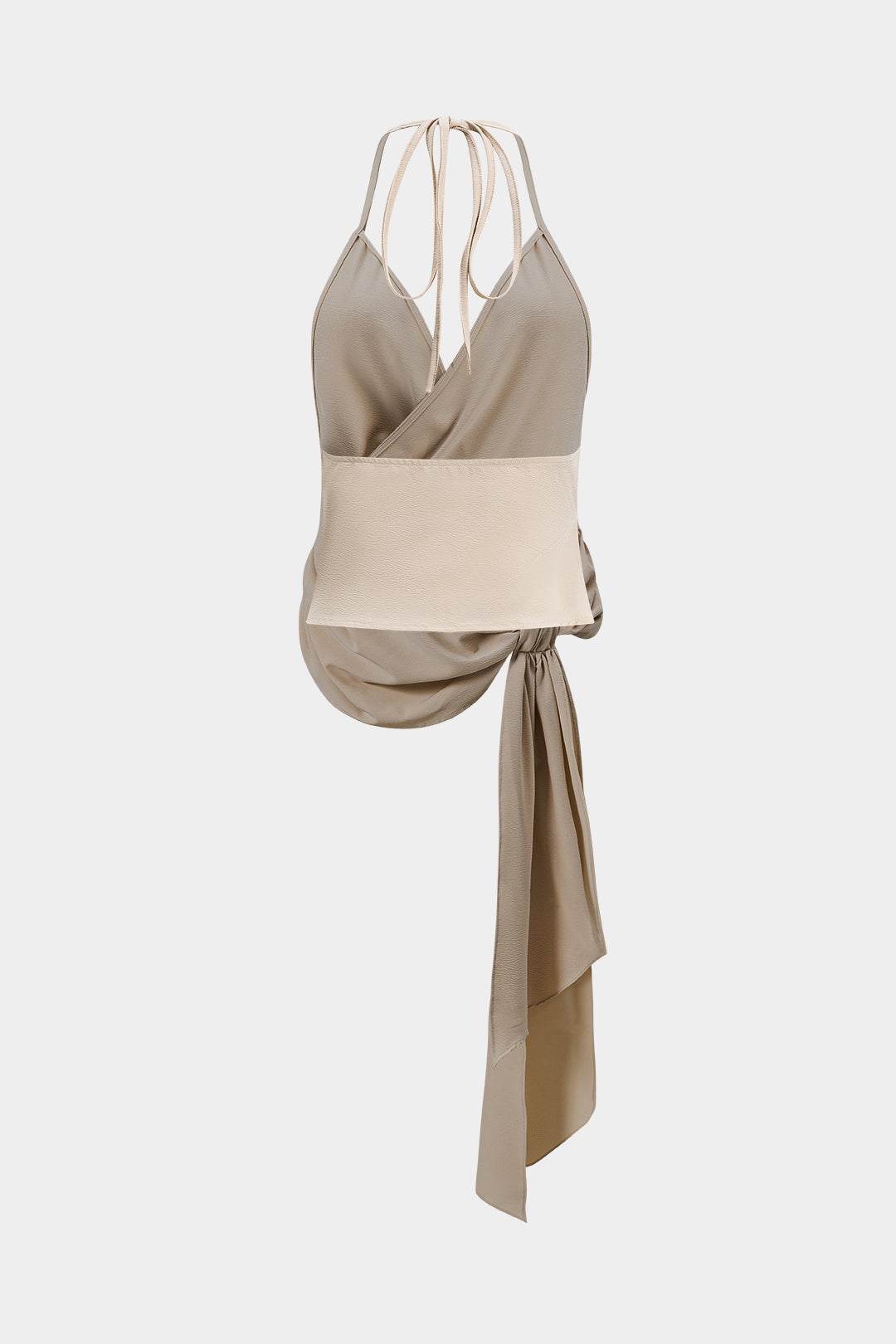 SOLENE | DRAPED TIE TOP BEIGE