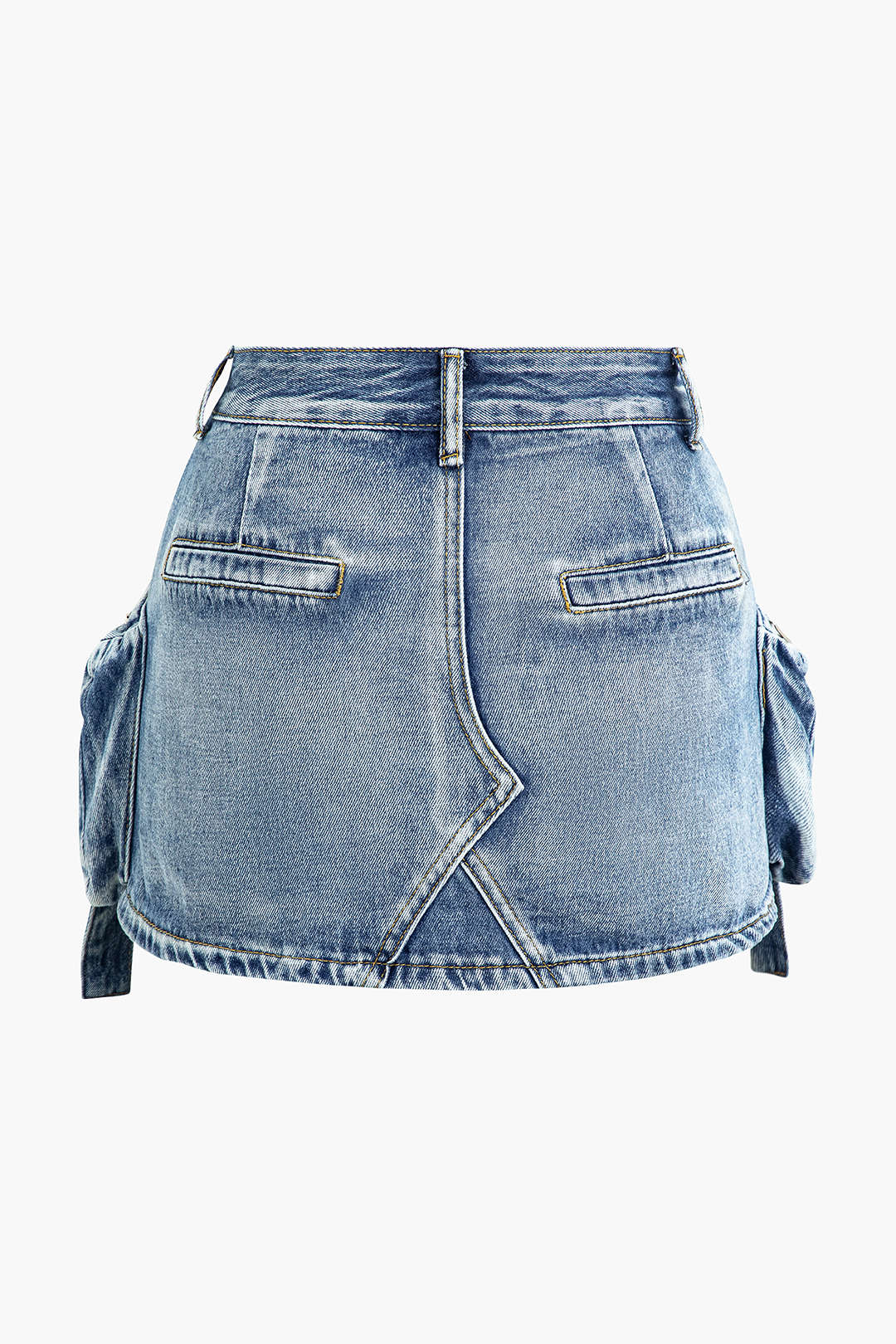 RAVEN | UTILITY DENIM MINI SKIRT WASH BLUE
