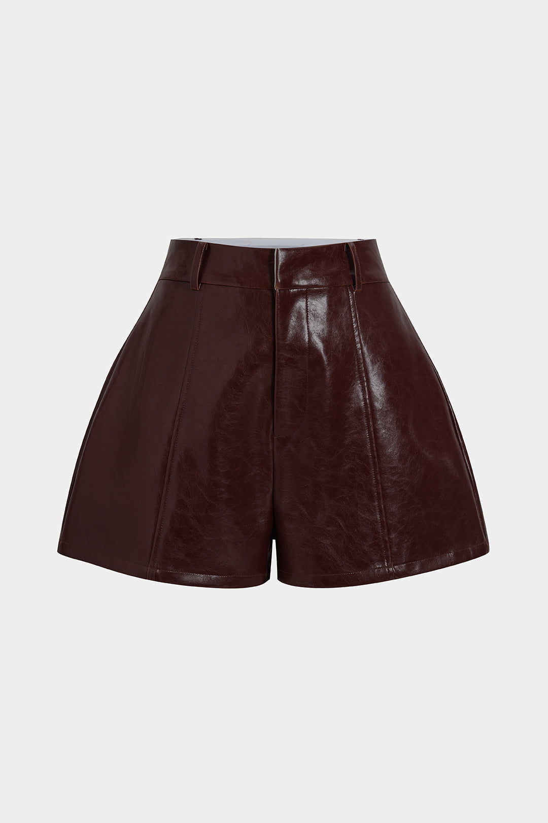 LYANA | FAUX LEATHER SHORTS BURGUNDY
