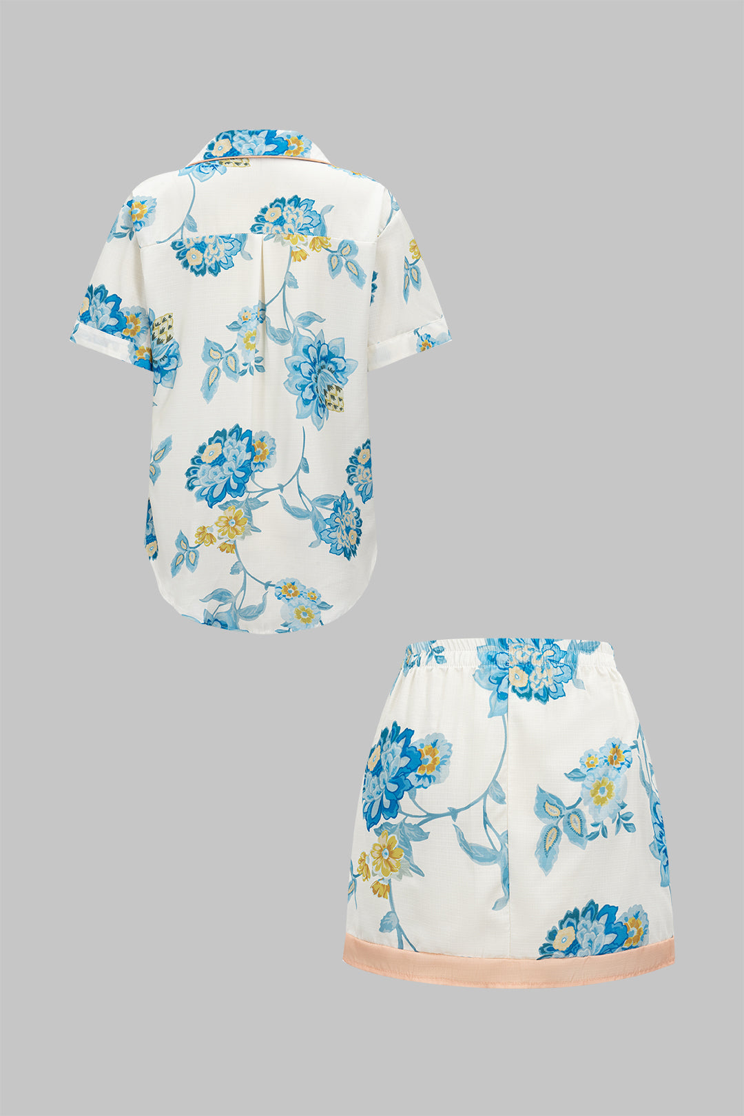 Floral Print Button Detail Shirt And Skirt Set