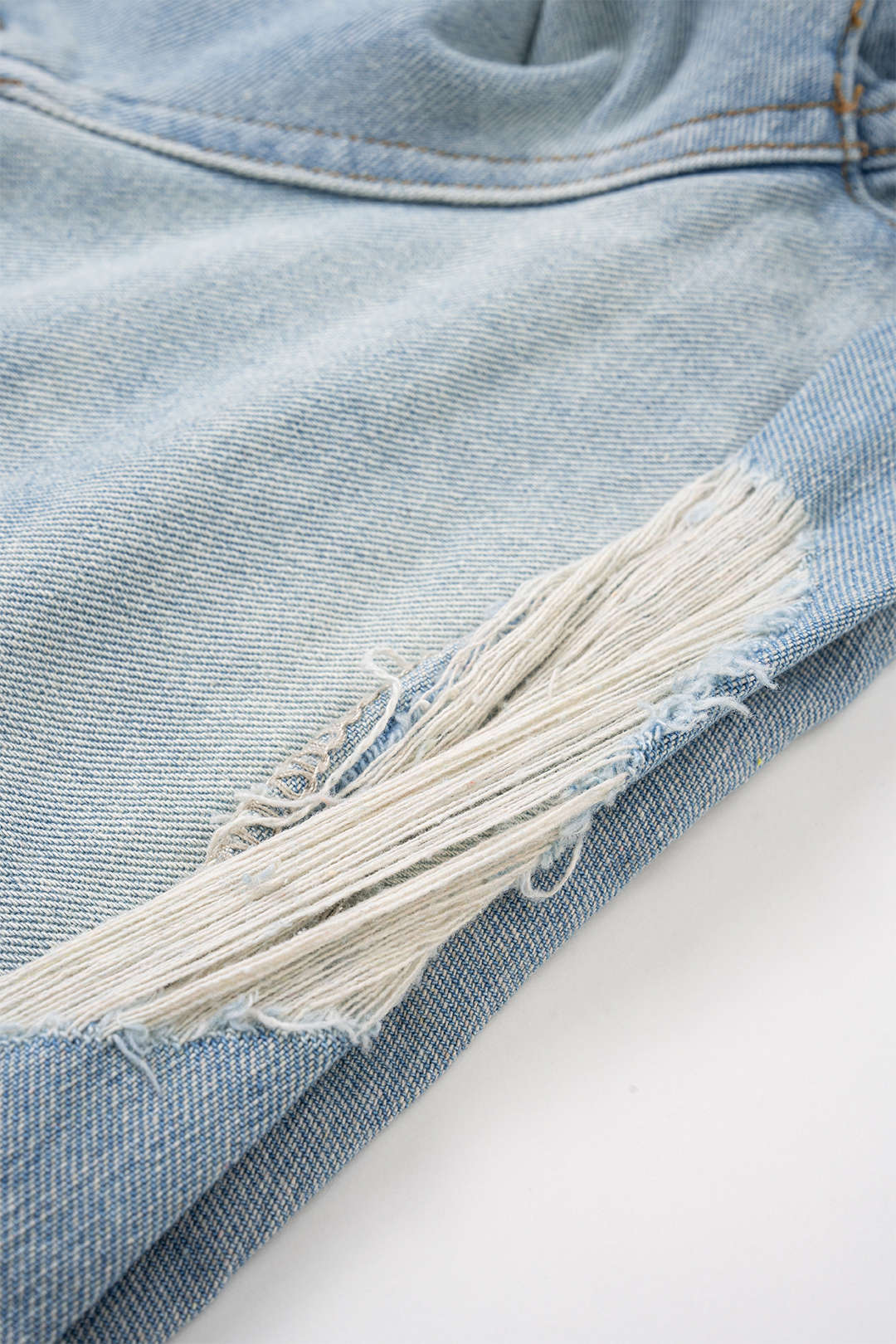 SOLENE | BELTED DENIM SHORTS LIGHT WASH BLUE