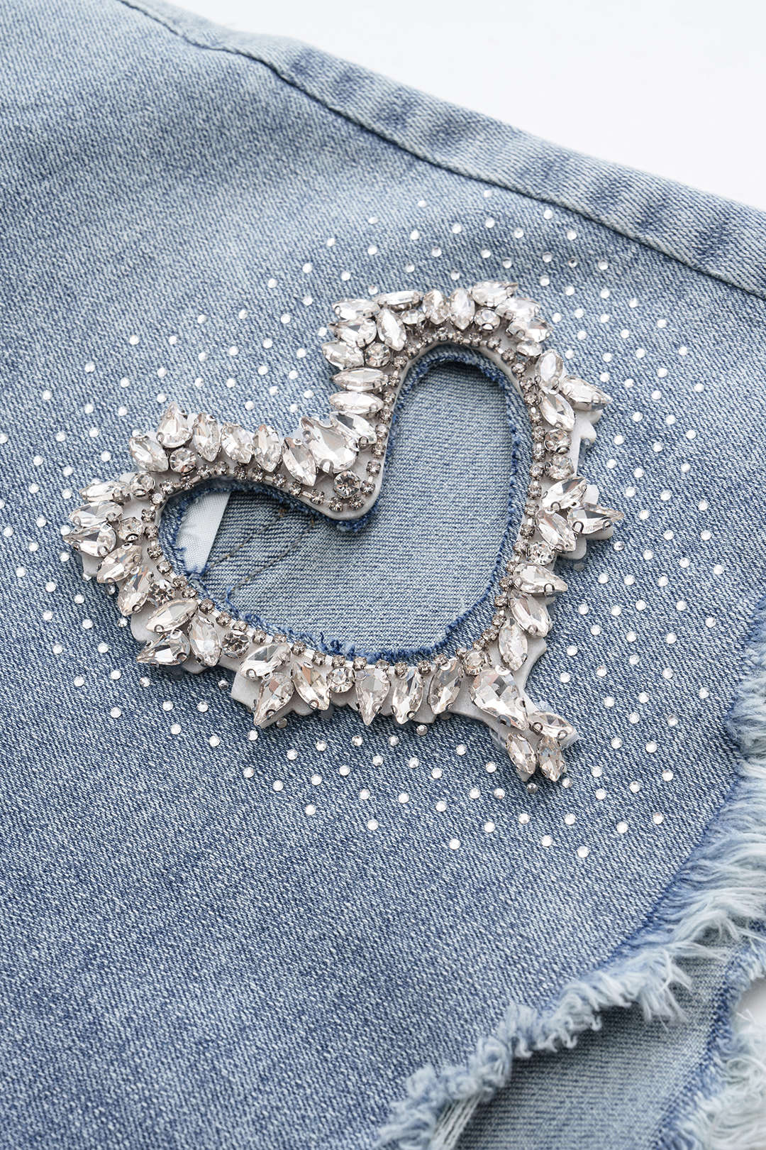 SOLENE | EMBELLISHED HEART DENIM SHORTS