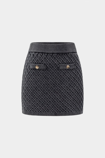 Knit High Waist Skirt GRAY
