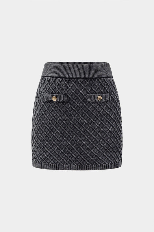 Knit High Waist Skirt GRAY
