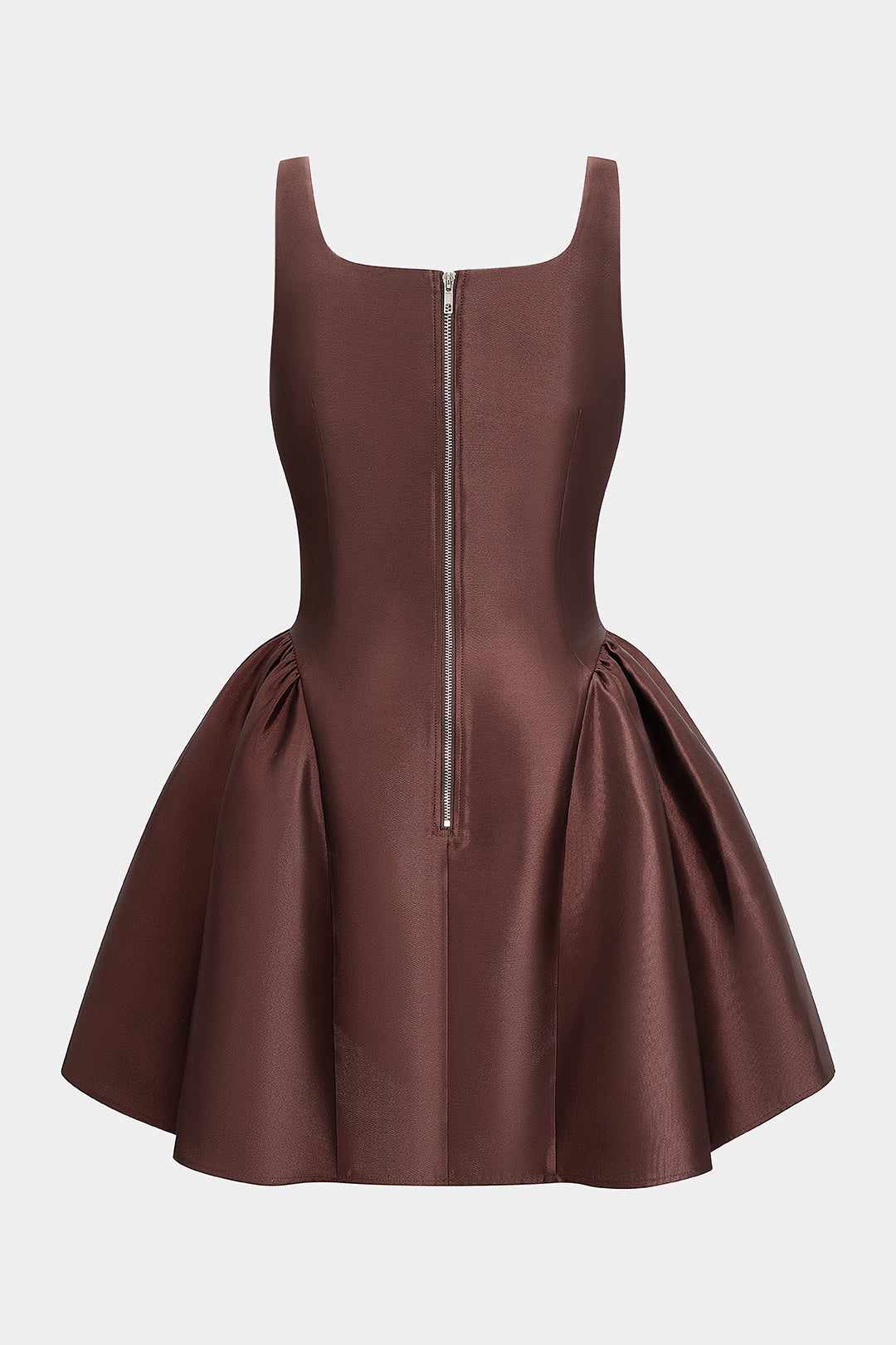 SERENA | SATIN FLARE MINI DRESS COFFEE