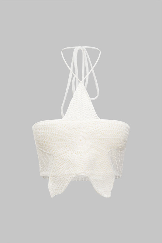 ESTRELLA | CROCHET HALTER TOP IVORY