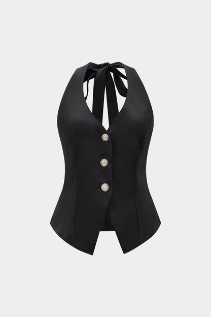VALENCIA | SATIN HALTER VEST TOP