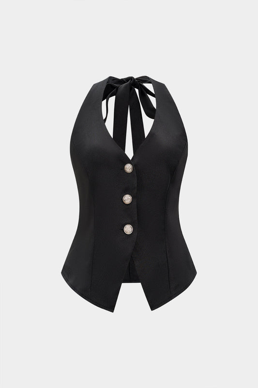 VALENCIA | SATIN HALTER VEST TOP