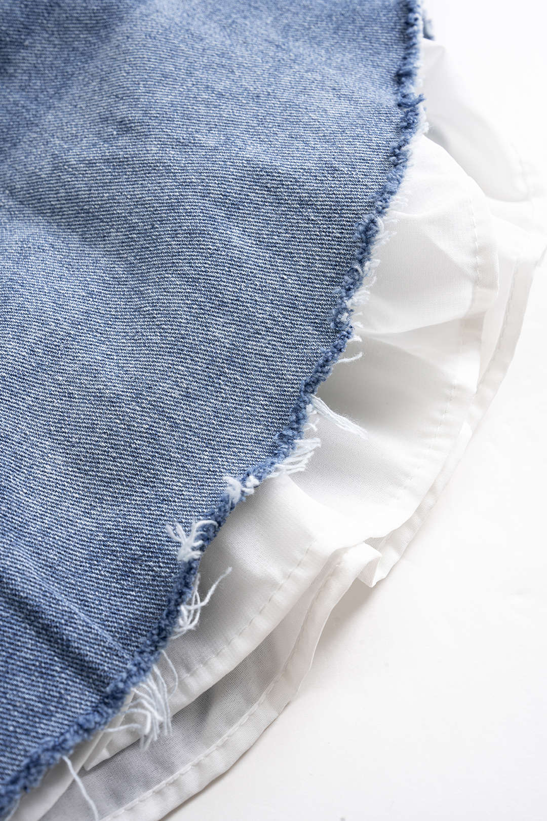 ÉLODIE | RUFFLED DENIM SHORTS BLUE