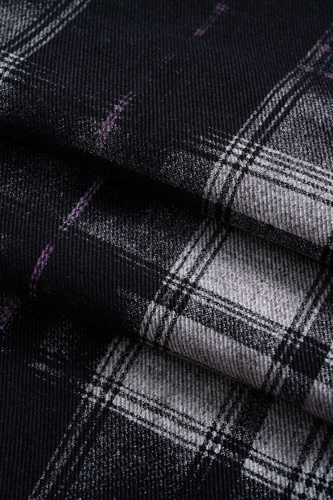 Plaid Print Denim Patchwork Zipper Straight Leg Jeans BLACK