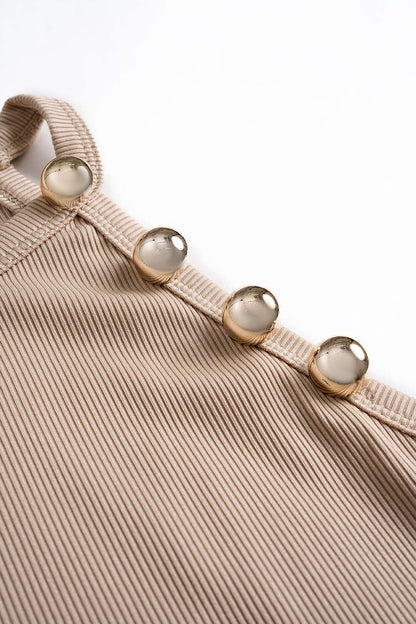 CAPRI | RIBBED HALTER TOP WITH GOLD STUDS