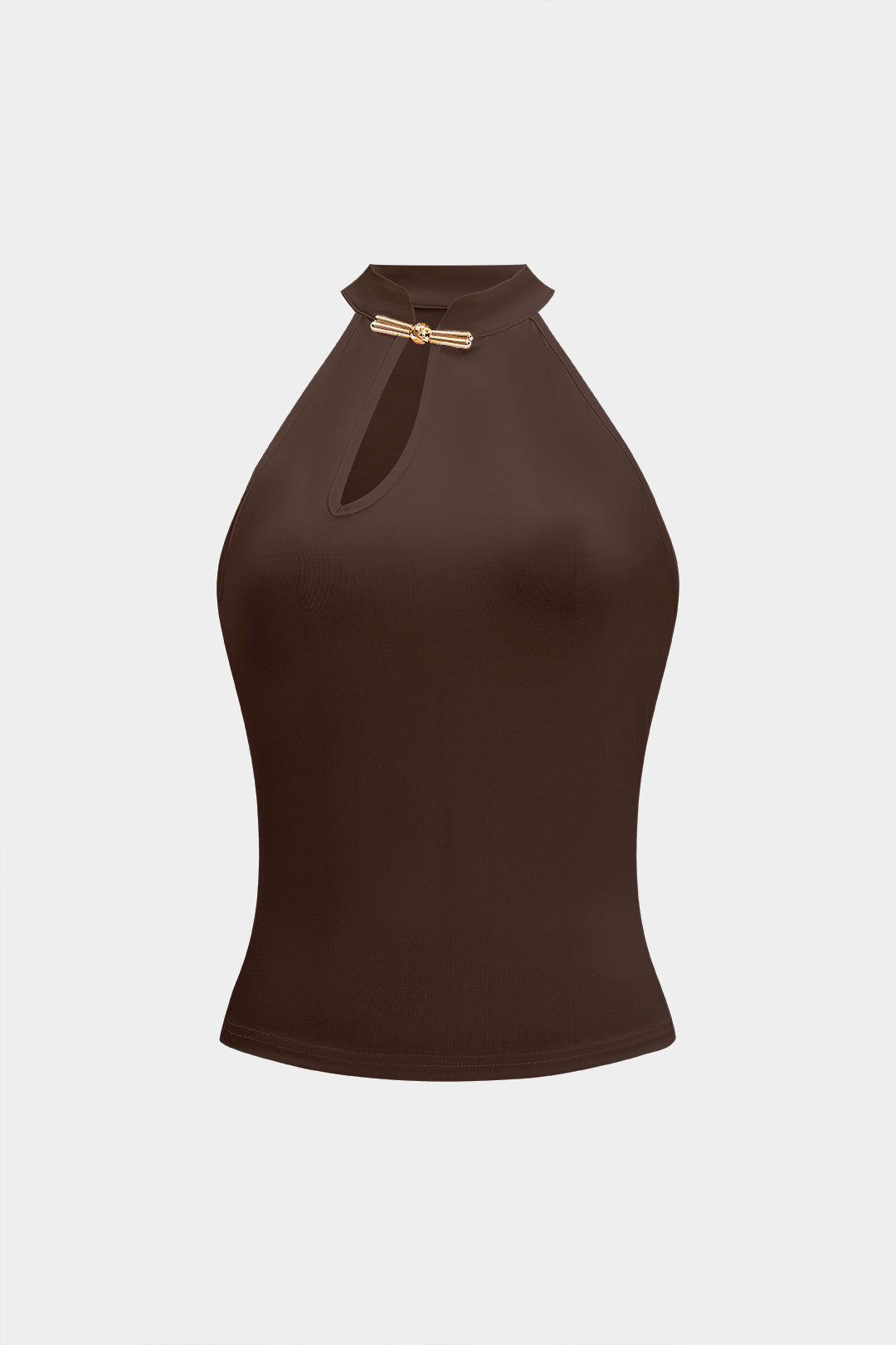 LYRA | HALTER NECK KEYHOLE TOP BROWN