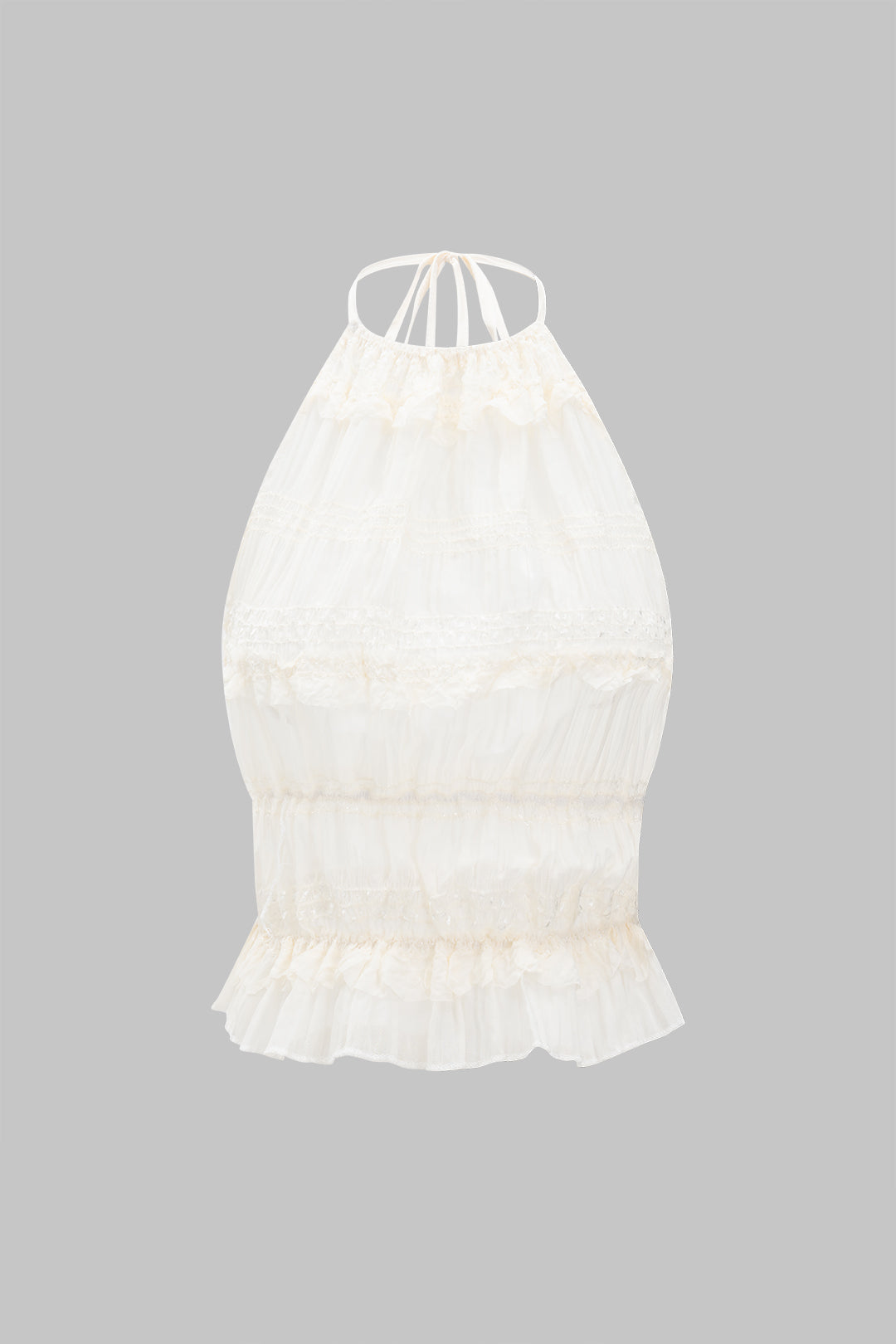 Chiffon Tie Front Backless Top And Skirt Set BEIGE S