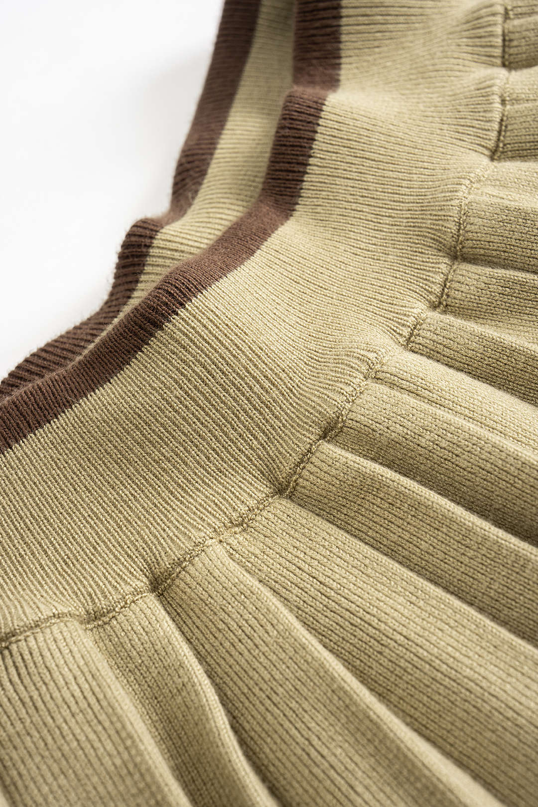 Knit Patchwork High Waist Skirt KHAKI