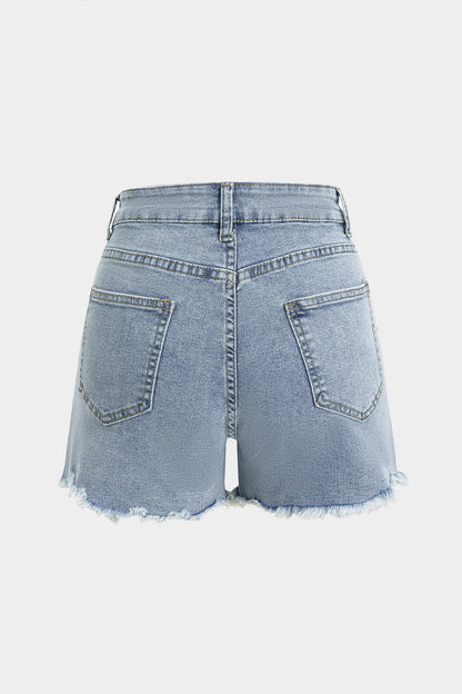 SOLENE | EMBELLISHED HEART DENIM SHORTS