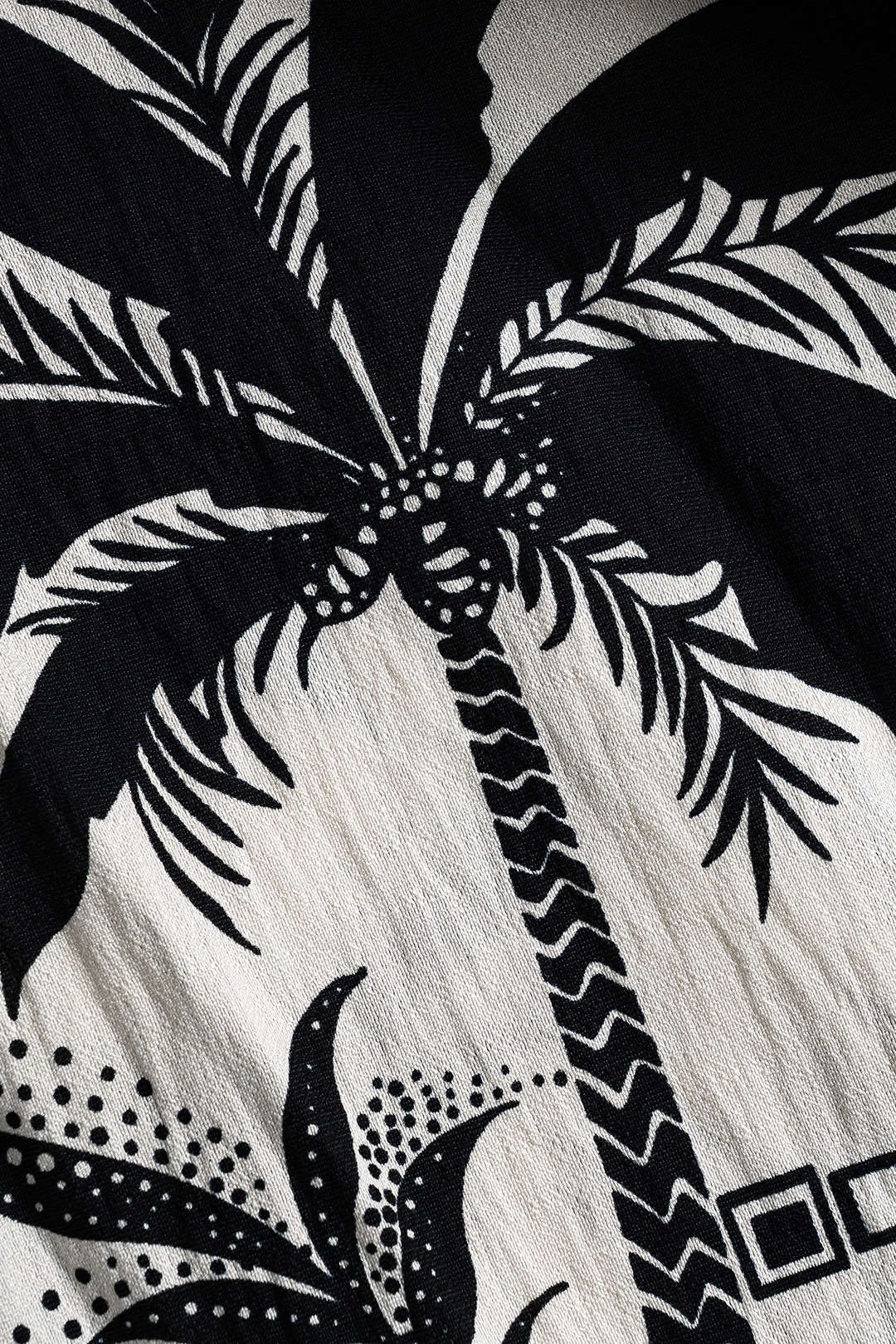 Coconut Palm Geometric Print Shirred Waistband Skirt BEIGE