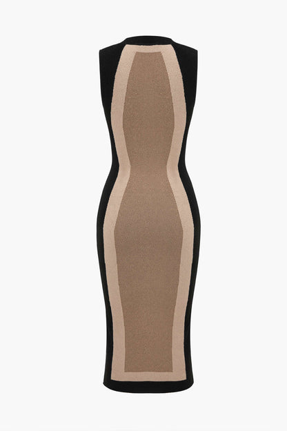 SELENE | CONTRAST PANEL MIDI DRESS