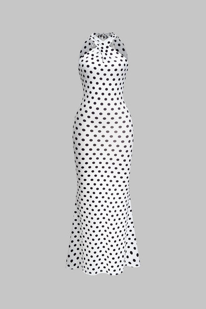 DALIA | POLKA DOT HALTER MAXI DRESS