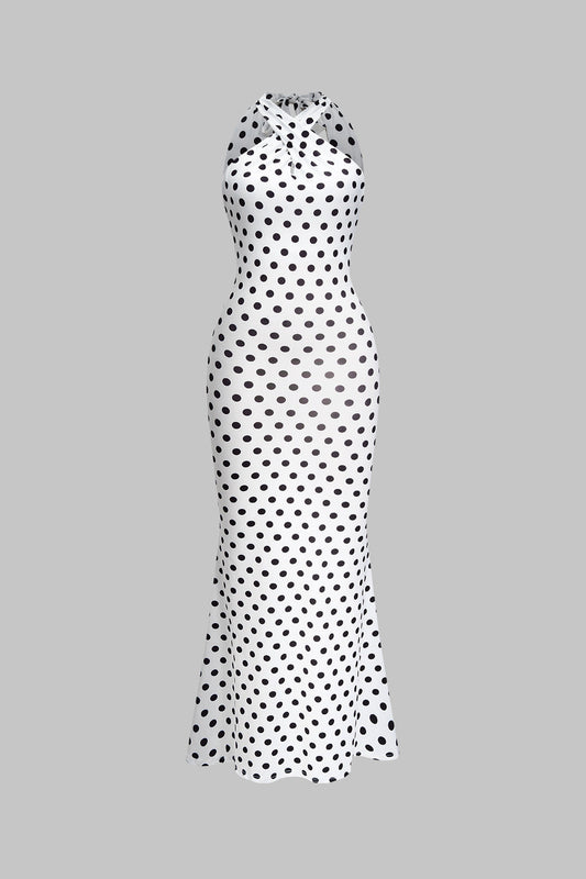 DALIA | POLKA DOT HALTER MAXI DRESS