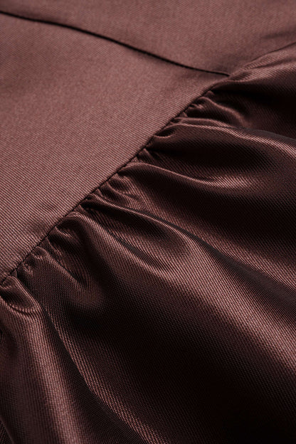 SERENA | SATIN FLARE MINI DRESS COFFEE