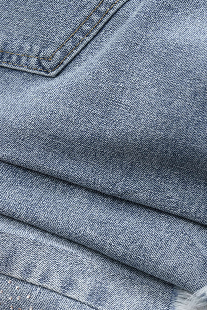 SOLENE | EMBELLISHED HEART DENIM SHORTS