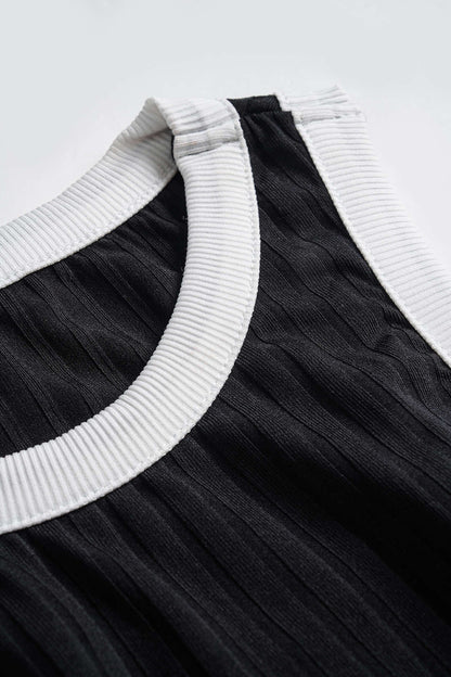 NOIR EDGE | CUTOUT KNIT MIDI DRESS BLACK